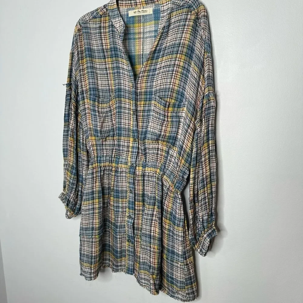 Free People By the Way Plaid Mini Dress size small